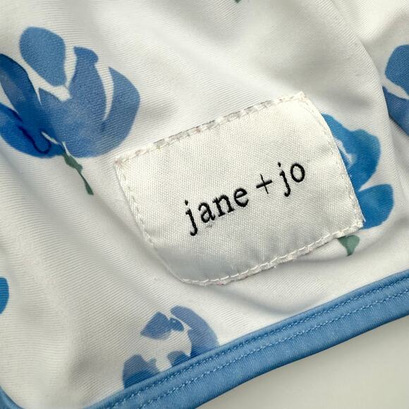 Jane + Jo Blue Check Floral Skirted Swimsuit - Picture 2 of 8